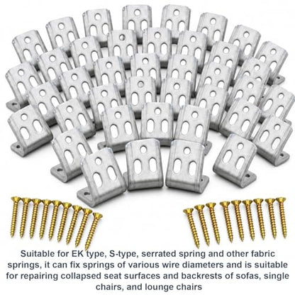NEWHOOK 50pc Upholstery Spring Clips Kit, Couch Sofa Repair with Screws