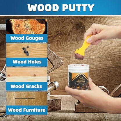 Deuvuo Red Oak Wood Filler, High-Performance Red Oak Wood Putty Kit - Quickly Fix Wood Cracks and Blemishes with Wood Hole Filler - Paintable, Stainable, Sandable & Quick Drying - 9.87 Ounce - color: 9.87oz Red Oak