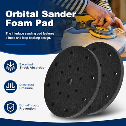 5Pcs 6 Inch Interface Pads, 17 Hole Foam Sanding Pads - size: 17 Hole