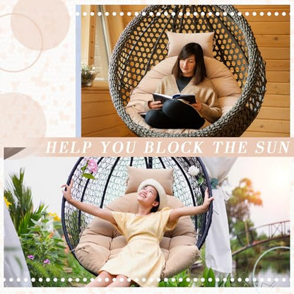 Tudomro Waterproof Egg Chair Cushion with Pillow Filling 2.58 kg Replacement Rocking Wicker Chair Cushion 48" x 32" High Back Hanging Swing Hammock Pad Thicken for Outdoor Patio Garden(Beige) - color: Beige