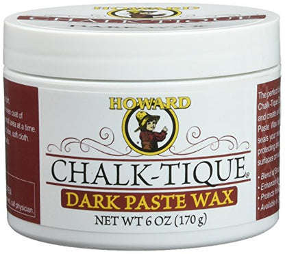 Howard Products Chalk-Tique Dark Paste Wax for Wood - Dark Chalk Paint Polish, Beeswax Wood Polish - Enhance and Distress Home Décor - 6 oz - size: 6 Ounce (Pack of 1)