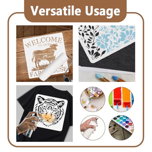 9Pcs Spliced Christmas Pine Trees & Deers Large Wall Stencils A4 Size Plastic Reusable Tree Templates for Painting on Wood Wall Fabric Glass Furniture, Christmas DIY Home Decor Stencils - style: Pine Tree B