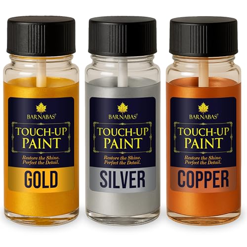 Barnabas Gilding Paint Set - 20ml Gold, Silver, Copper Paints with 3 Gloves