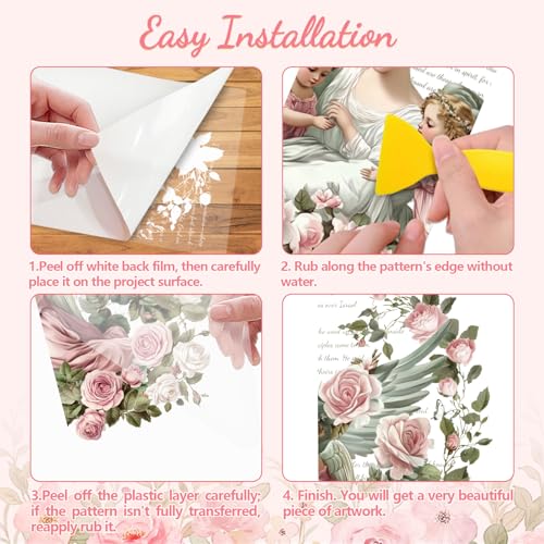 Peacoblue Aristocrat Flowers Rub On Transfers for Furniture 6"x12" - style: Retro Aristocrat with Flowers