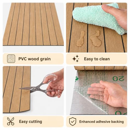 Peel and Stick Wood Slat Wall Panels, Yellow Wood, 118 x 15.7 in - color: Yellow Wood Grain, size: 15.7" x 118"