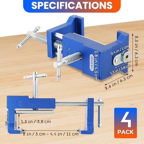 Cabinet Clamps 4 Pack, Protective Pads Included (Blue) - color: Blue