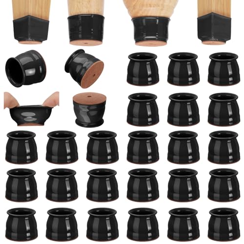CHUNZEXI 24 Pack Silicone Chair Leg Floor Protectors for Hardwood Floors - color: Black-24pack, size: Universal L