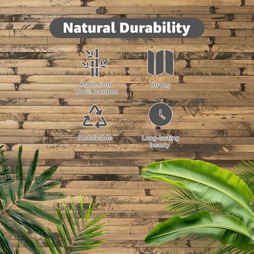 Art3d 48 x 96 in Pole Wrap Natural Bamboo Wall Panel, 1-Pack, Dark Burned - color: Dark Burned, size: 1-48 inches x 96 inches
