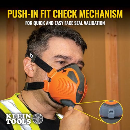 Klein Tools 60552 Reusable P100 Half-Mask Respirator with Replaceable Filters for Dust, Metal Fumes, and Oil Mist, M/L