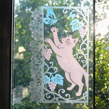 TIAMECH A4 Reusable Cat Catching Butterfly Stencil for Painting - color: Cat Catching Butterfly