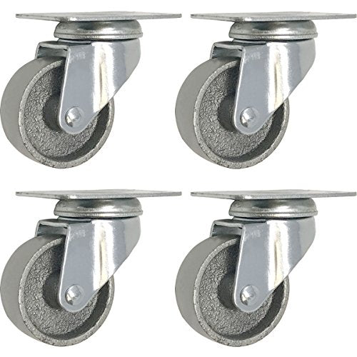 2" Steel Plate Caster Wheels, Set of 4, No Brake - size: 2" No Brake