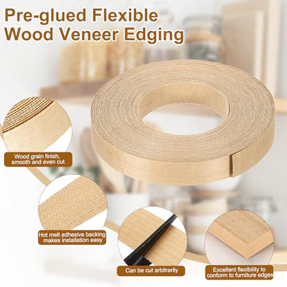 uxcell 7/8" x 72 ft Wood Edge Banding Pre-Glued Iron On Edging Strip Maple - color: Maple, size: 7/8" x 72 ft