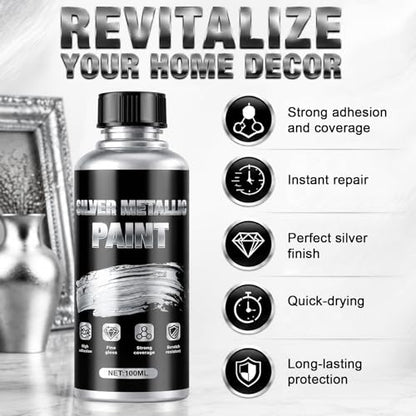JAOJAO Silver Paint For Metal 100ml Precise Repair Effective Coverage
