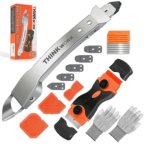 4 in 1 Silicone Caulking Tool Kit, Stainless Steel Caulk Remover Tool - color: Silver-2
