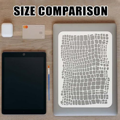 FINGERINSPIRE Crocodile Alligator Skin Painting Stencil 8.3x11.7 inch with Paint Brush Reusable Skin Pattern Drawing Template Irregular Skin Stencil Animal Theme Template for Painting on Wood Fabric - color: Crocodile Alligator Skin
