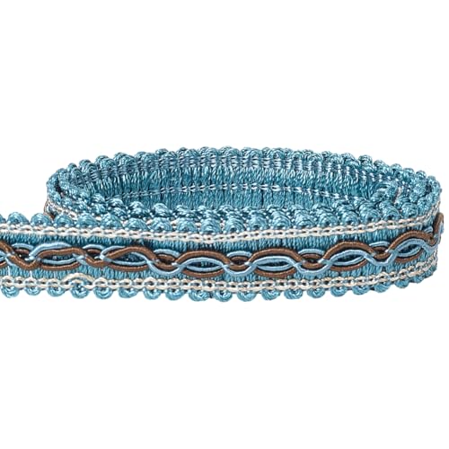 15.86 Yards Blue Fringe Woven Braid Gimp Trim Polyester Upholstery Trimming Braid Lace Fabric Decorative Ribbon Roll for Jewelry Making Sewing Clothes Costumes Curtain Accessories Crafts - color: Blue