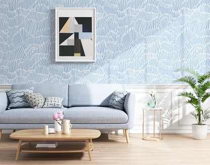 Guvana Blue Wallpaper Peel and Stick Modern Blue and White Contact Paper - color: Blue and White, size: 17.3" x 394"