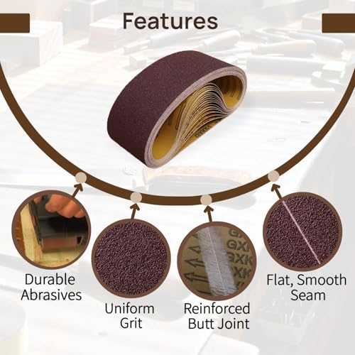 16 Pack 3 x 21 Inch Sanding Belts, 80 Grit - size: 80 Grit
