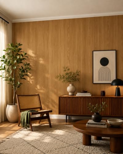 Retro Brown Wood Grain Peel and Stick Wallpaper Removable 9in×19.7ft ERT04 - color: Wood Grain Medium Brown