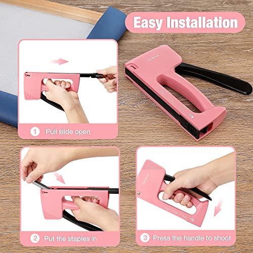 HAUSHOF Light Duty Staple Gun with 800-Count JT21 Staples & Stapler Remover - color: Pink