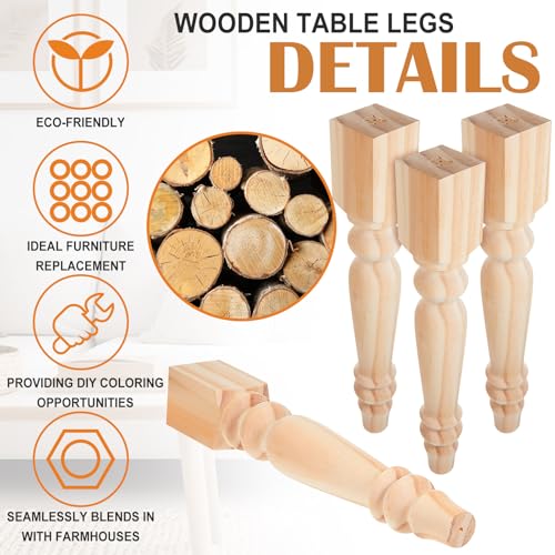 Threehoney 4 Pcs Wooden Farmhouse Table Legs, 14" x2.2'', Round - color: Round, size: 14"x2.2''