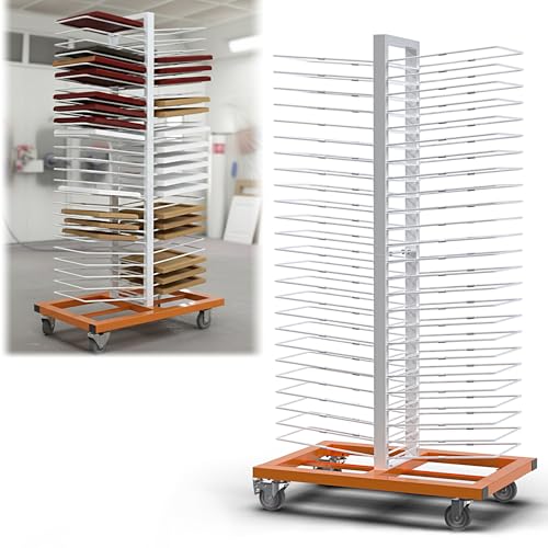 MOOFI 50 Shelves Paint Drying Rack with 4 Locking Casters for Cabinet & Full-Size Doors Drying Rack - Heavy Duty Art Studio Space Saving Storage Rack, 2.1" Shelf Spacing, 25lbs Capacity per Level - color: 50 Shelves