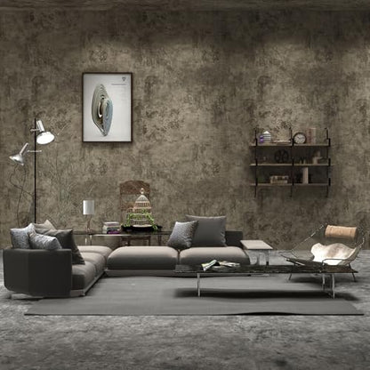 32x590in Extra Wide Grey Concrete Wallpaper Peel and Stick 3D Cement Look Contact Paper Matte Thicken Adhesive Waterproof Vinyl Wall Sticker for Bedroom Living Room Retro Industrial Style Earthy Grey - color: Earthy Gray, size: 32" x 590"