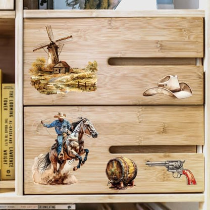 Peacoblue Handsome West Cowboy Rub On Transfers for Furniture Craft 6"x12" - style: Handsome West Cowboy