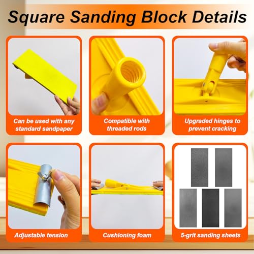 Pole Sander for Drywall, Hand Sanding Pole with Extension Handle - size: Pole Sander Set