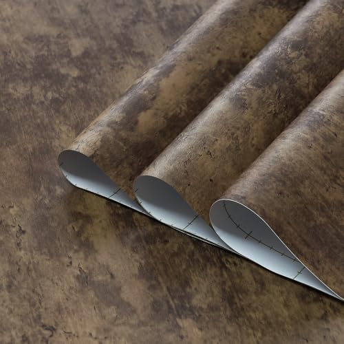 48x354in Extra Wide Concrete Wallpaper Peel and Stick Dark Brown Cement Countertop Contact Paper Waterproof Vinyl Wrap Matte Thick Bubble-Free Design Self-Adhesive Wall Sticker Retro Industrial Style - color: Dark Brown, size: 48" x 354"