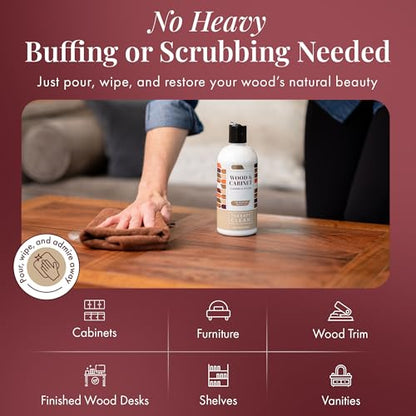 Therapy Wood Cleaner & Polish 16 oz. (2-Pack with Microfiber Cloth) - Wood Cabinet and Table Cleaner - Conditioner - Almond Scent - style: Wood Polish (Pack of 2 with Microfiber)