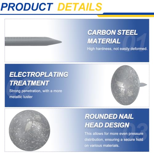 Carbon Steel Upholstery Tacks 5/8" x5/8" 50 Pcs Silver - color: Silver, size: 5/8" x 5/8"