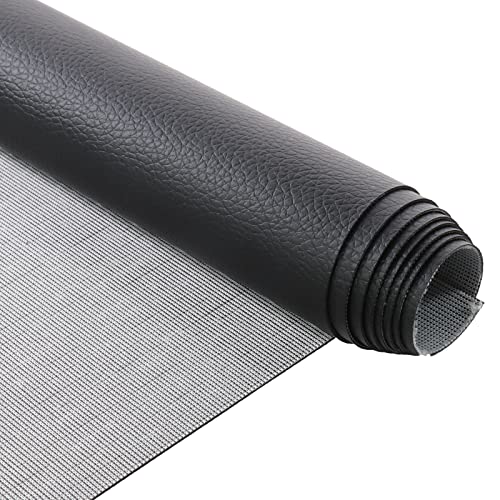 Marine Vinyl Fabric Waterproof Soft Leather Material 55"×108" Black - color: Black, size: 55"W x 108"L