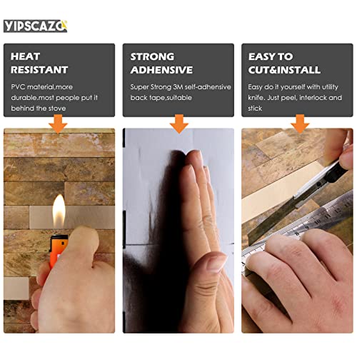 Yipscazo 2026 New Upgrade Peel and Stick Backsplash, Stick on Backsplash Tiles for Kitchen, Bathroom, Fireplace(5 Sheets, Copper) - color: Copper