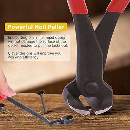 4Pcs Nail Puller and Staple Remover Tool Set, 7" End Cutting Pliers, Staple Puller, Tack Lifter, Fastener Remover, for Furniture Floor Wall Car Photo Frame