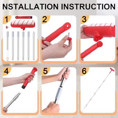 Ceiling Paint Roller No Drip Kit – 8FT Extension Rod Paint Roller Shield