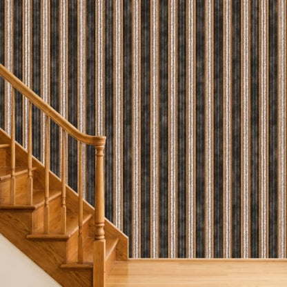 Peel and Stick Wallpaper, Earthy Brown Vertical Stripe Pattern, 236in x 17.7in, Waterproof Vinyl, Removable Reusable, Eco-Friendly, for Bedroom Living Room Rental Apartment - color: Dark6, size: 17.7" x 236.2"