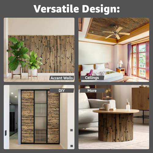 Art3d 48 x 96 in Pole Wrap Natural Bamboo Wall Panel, 2-Pack, Dark Burned - color: Dark Burned, size: 2-48 inches x 96 inches