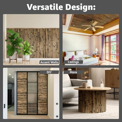 Art3d 48 x 96 in Pole Wrap Natural Bamboo Wall Panel, 2-Pack, Dark Burned - color: Dark Burned, size: 2-48 inches x 96 inches