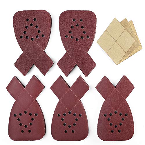 Sanding Sheets for Black and Decker Mouse Sanders, 50PCS 60 80 120 150 220 Grit Sandpaper Assortment with Extra Tips for Replacement, 12 Holes Hook and Loop Detail Sander Sanding Pads Sand Paper - size: 60/80/120/150/220 Grit with Extra Tips