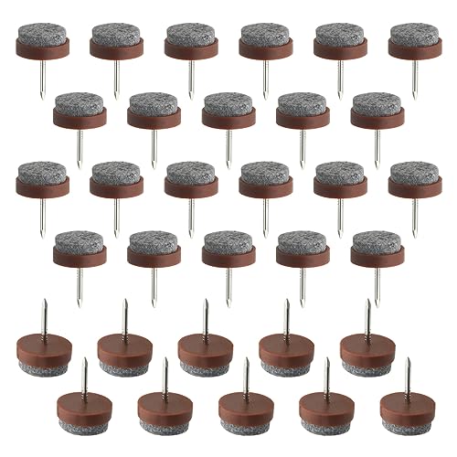 TOVOT 32PCS 20MM Nail-on Felt Feet Felt Furniture Feet Chair Felt Pads Wood Floor Protectors Felt Furniture Pads (Brown)