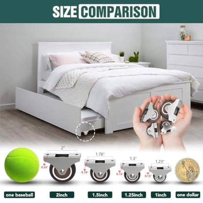 Fixed Caster Wheels 1.5 Inch Low Profile Furniture Wheels Rubber 4PCS - color: Brown 8PCS, size: 1.5 inch