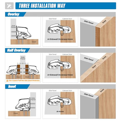 Ravinte Hidden Cabinet Hinges, Concealed Cabinet Hinges Soft Close, 10 Pack