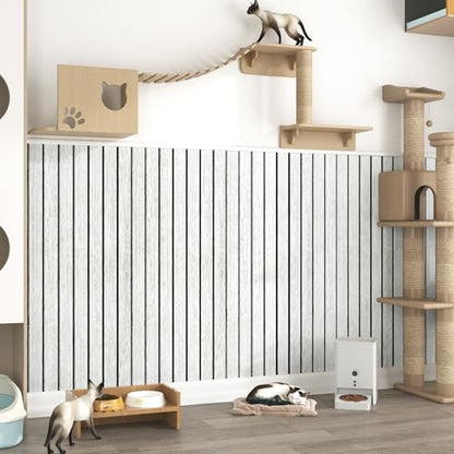 Light Grey Wood Slat Wall Panelling PVC Wall Panels Peel and Stick - color: Light Gray