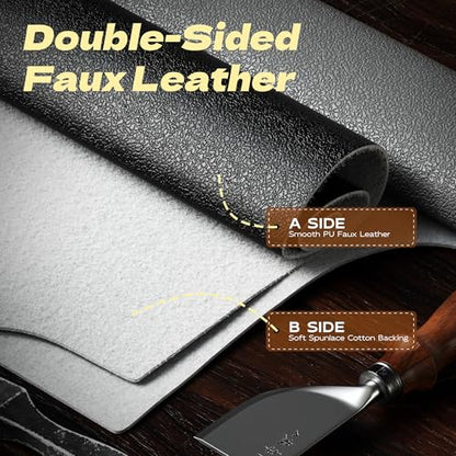 Marine Vinyl Fabric Faux Leather Upholstery, 1mm Thick, Waterproof & UV Resistant, Cotton Backing, Boat, Automotive, Crafting & Outdoor Pleather – 12" x 54" (1 FT), Black - color: Black, size: 1FT(12"x 54")-Rolled