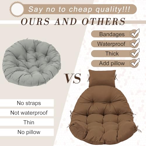 Tudomro Brown Waterproof Egg Chair Cushion with Pillow Filling 2.58 kg Replacement Rocking Wicker Chair Cushion 48" x 32" High Back Hanging Swing Hammock Pad Thicken for Outdoor Patio Garden - color: Brown