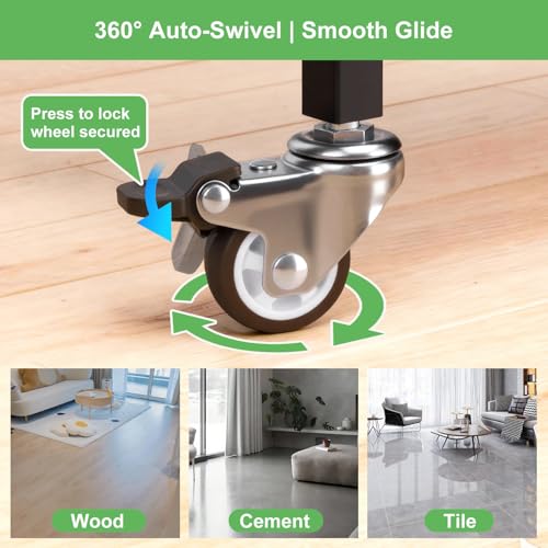 1.5 in Stem Casters Set of 4, Small Swivel Caster Wheels with Brake, Heavy Duty Threaded Caster Wheels for Furniture,Cart,Cabinet, Total Load Capacity: 194Lbs,M8x20mm