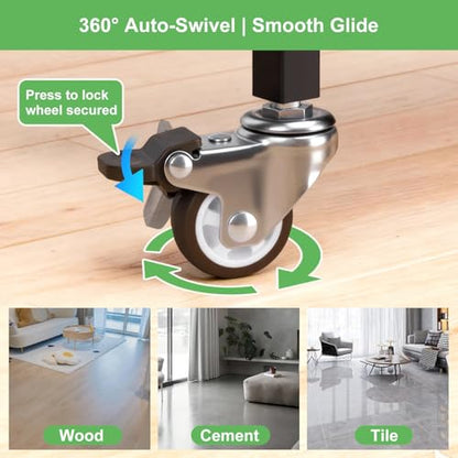 1.5 in Stem Casters Set of 4, Small Swivel Caster Wheels with Brake, Heavy Duty Threaded Caster Wheels for Furniture,Cart,Cabinet, Total Load Capacity: 194Lbs,M8x20mm