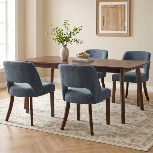 Usaint Upholstered Dining Chairs Set of 4, Modern Fabric Kitchen Chairs - color: Blue