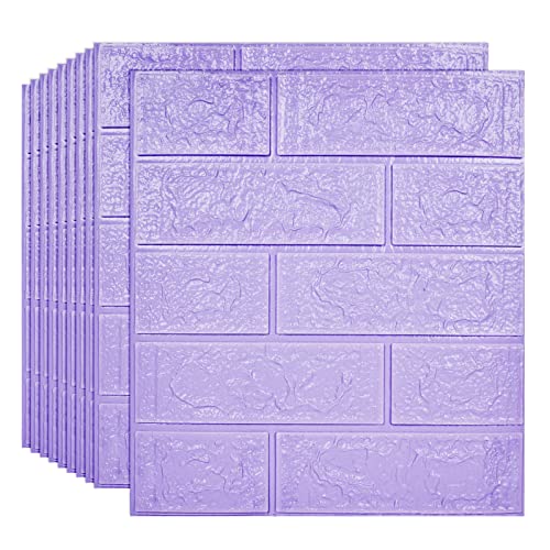 3D Wall Panels Peel and Stick, 14.5 Sq Ft, Faux Brick Purple - color: Purple, size: 14.5 Sq Ft Coverage